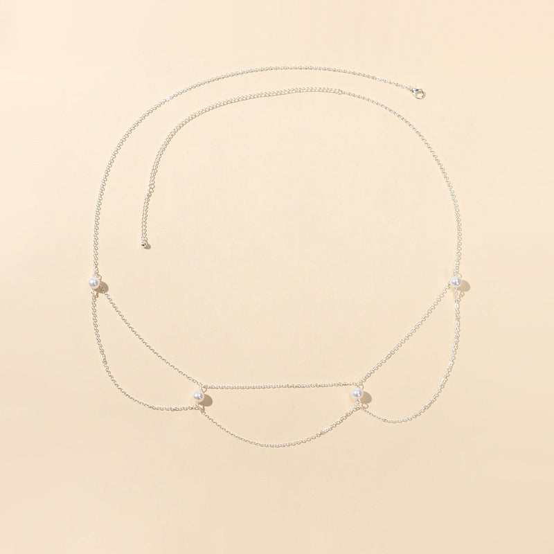 AU Local Multilayer Body Belly Jewellery Adjustable Waist Chain Pearl Body Chain-5