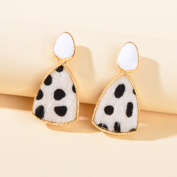 Cow Spot Pattern Geometric Girls Statement Hypoallergenic Pierced Gift Earrings-0