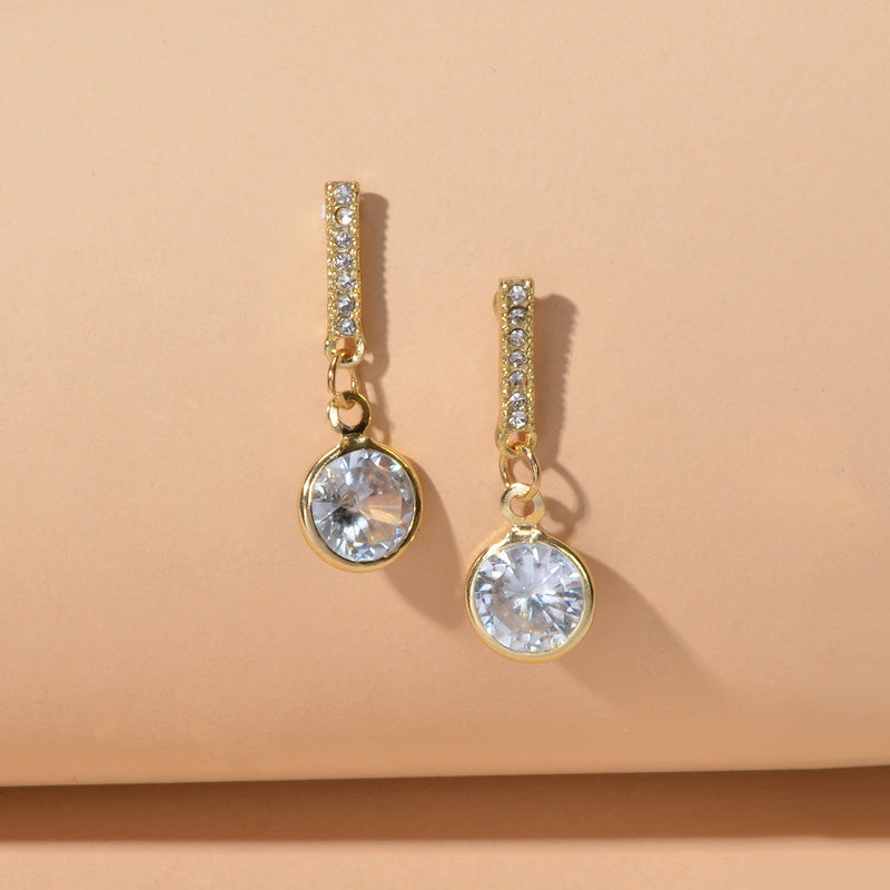 Luxurious Gift for Best Friends Simulated Zircon Strip Pierced Drop Stud Earring-0