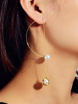 Designer Jewelry 1pc Gold Metal Long Chain Pearl Dangle Pendant Women Earrings-0