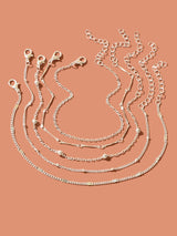 5 pcs Layered Multiple Silver Chain Stackable Anklets Beach Foot Jewellery-1