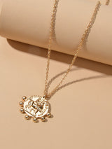 Gold Chain Carved Riding Horse Round Pendant Trendy Necklace Fashion Jewellery-2