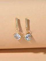 Luxurious Gift for Best Friends Simulated Zircon Strip Pierced Drop Stud Earring-3