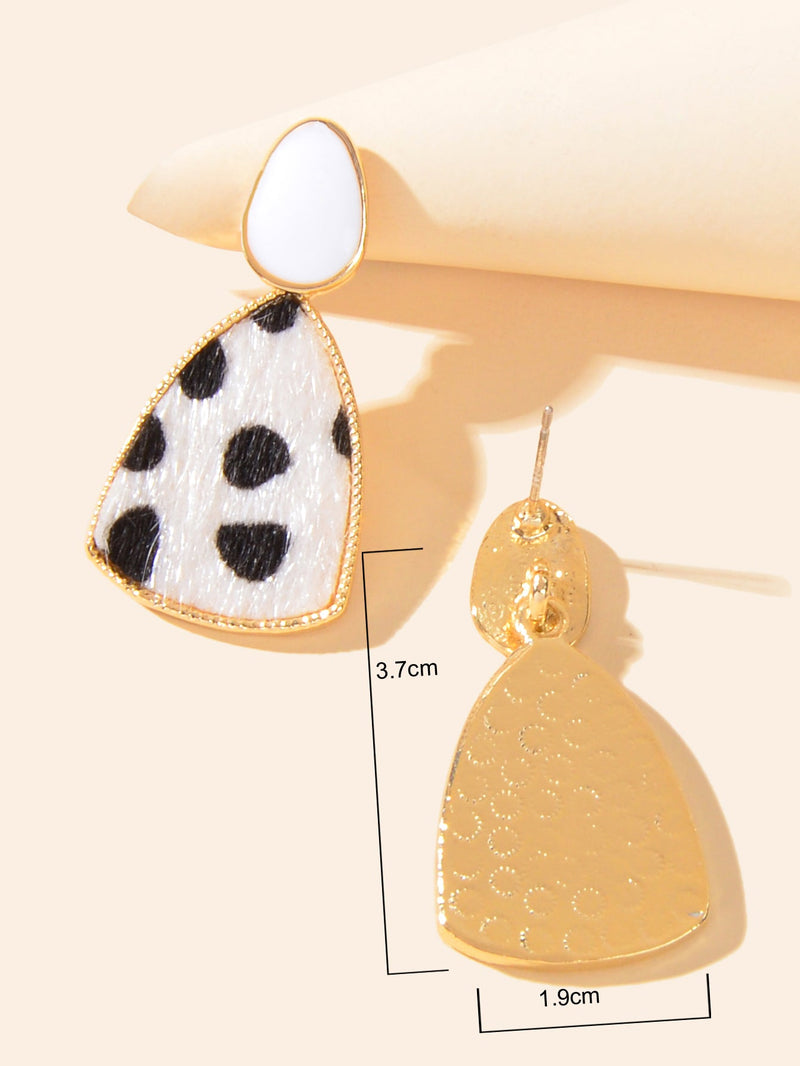 Cow Spot Pattern Geometric Girls Statement Hypoallergenic Pierced Gift Earrings-3