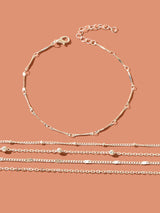 5 pcs Layered Multiple Silver Chain Stackable Anklets Beach Foot Jewellery-3