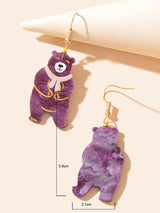 Funny Cartoon Acrylic Lightweight Purple Bear Creative Drop Gift Resin Earrings-3