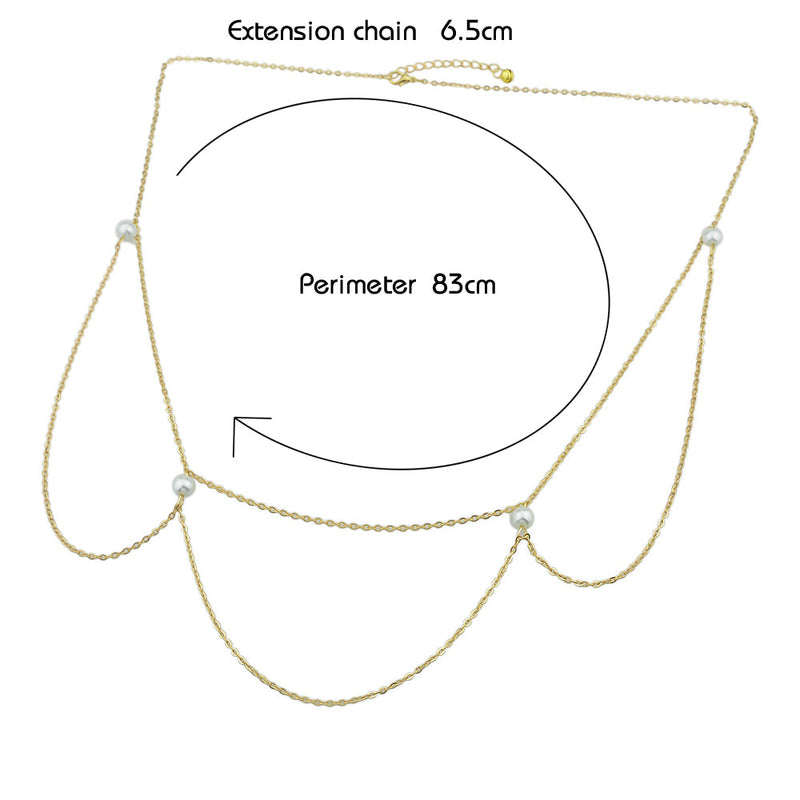 AU Local Multilayer Body Belly Jewellery Adjustable Waist Chain Pearl Body Chain-2