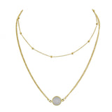 Boho Chic Double layer Gold Chain Round Charm Necklace Fashion Women Accessories-4