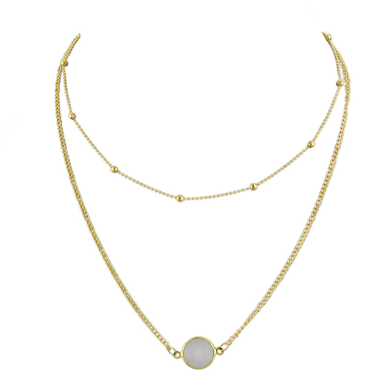 Boho Chic Double layer Gold Chain Round Charm Necklace Fashion Women Accessories-4